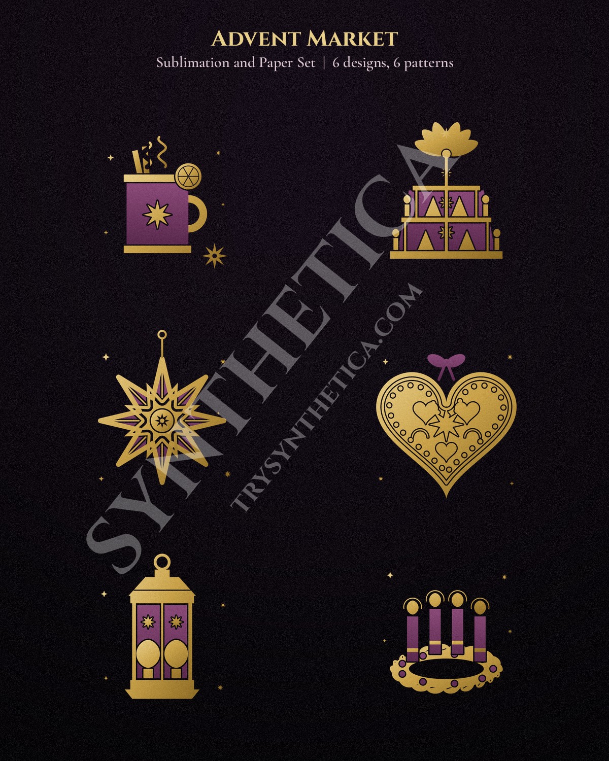 Advent Market in Black and Gold, watermarked preview