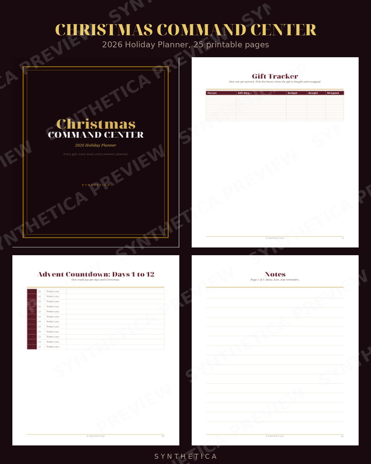Christmas Command Center 2026, watermarked preview