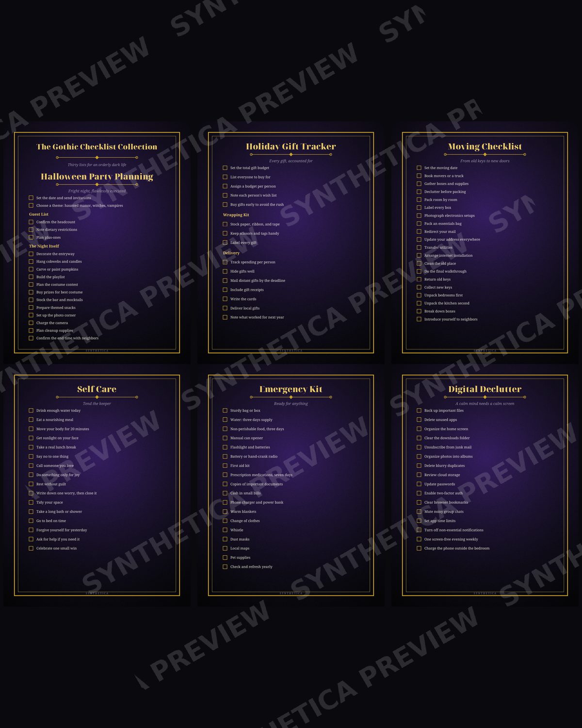 The Gothic Checklist Collection, watermarked preview