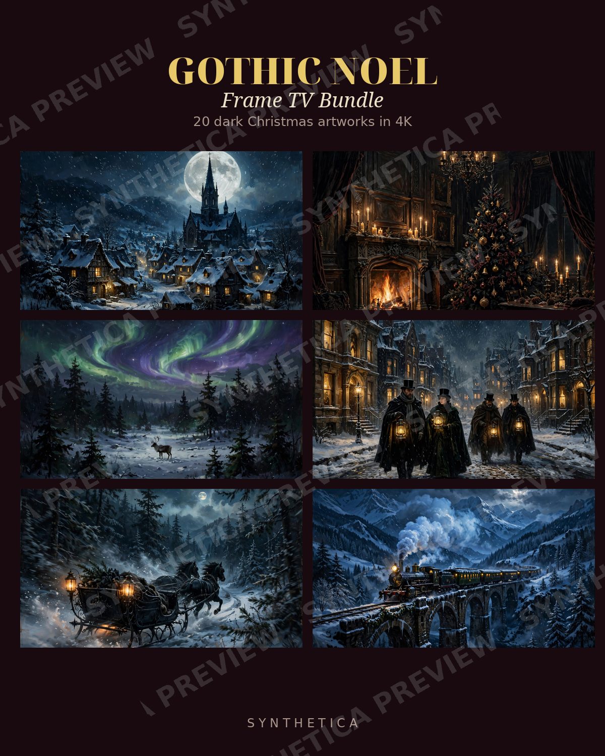 Gothic Noel Frame TV Bundle, watermarked preview