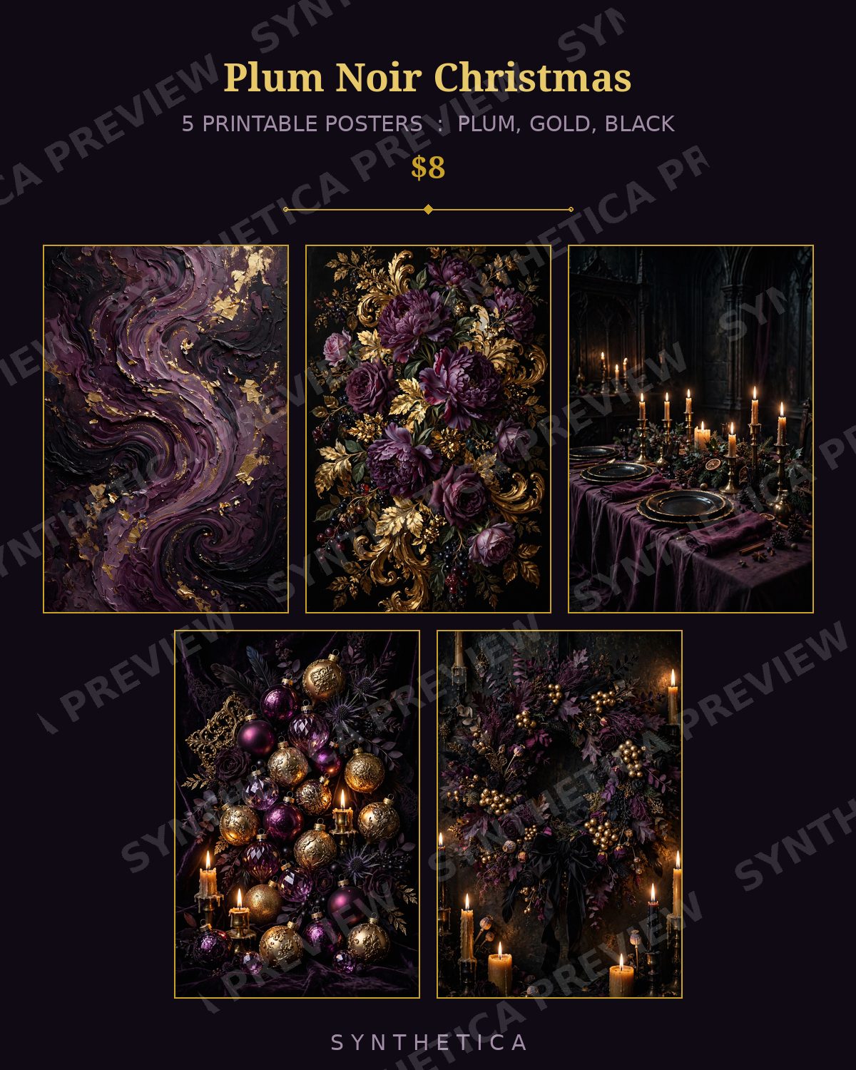 Plum Noir Christmas, watermarked preview